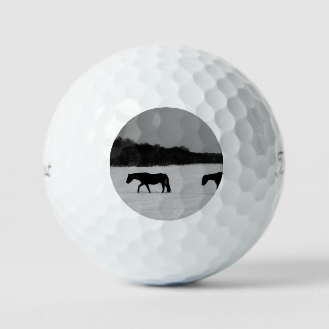 Pferde auf Schnee tpv1 gbcna Golfball (Vorderseite)