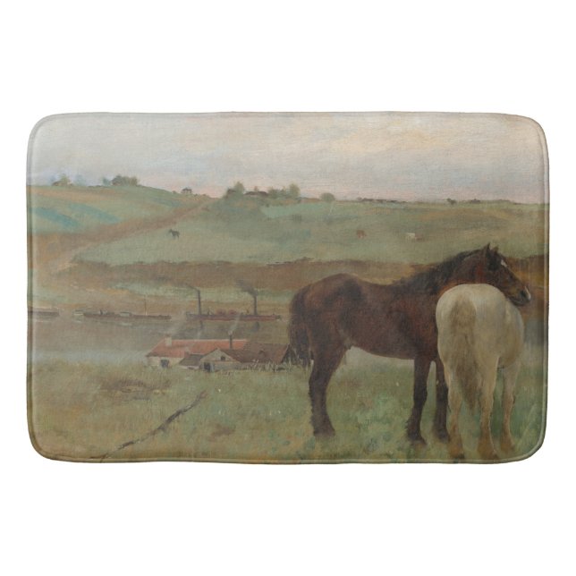 Pferde auf Wiese, Ölgemälde, Edgar Degas Badematte (Vorderseite)