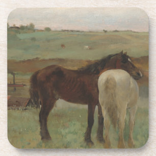 Pferde auf Wiese, Ölgemälde, Edgar Degas Getränkeuntersetzer