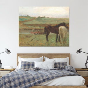Pferde auf Wiese, Ölgemälde, Edgar Degas Leinwanddruck