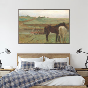 Pferde auf Wiese, Ölgemälde, Edgar Degas Leinwanddruck