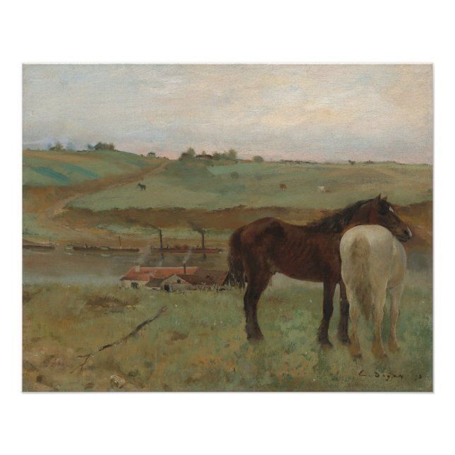 Pferde auf Wiese, Ölgemälde, Edgar Degas Poster (Vorderseite)