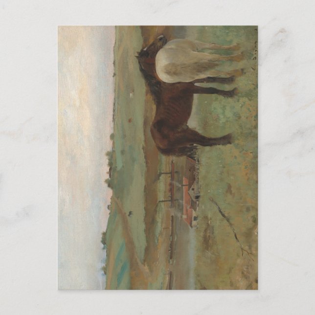 Pferde auf Wiese, Ölgemälde, Edgar Degas Postkarte (Vorderseite)