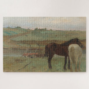 Pferde auf Wiese, Ölgemälde, Edgar Degas Puzzle