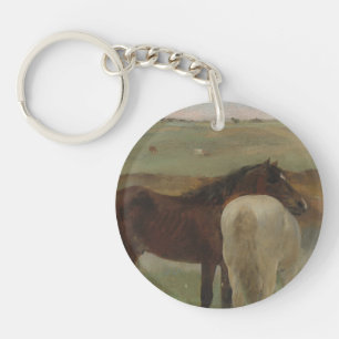 Pferde auf Wiese, Ölgemälde, Edgar Degas Schlüsselanhänger