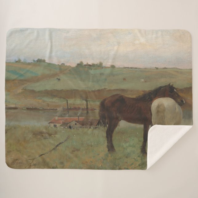 Pferde auf Wiese, Ölgemälde, Edgar Degas Sherpadecke (Vorderseite (Horizontal))