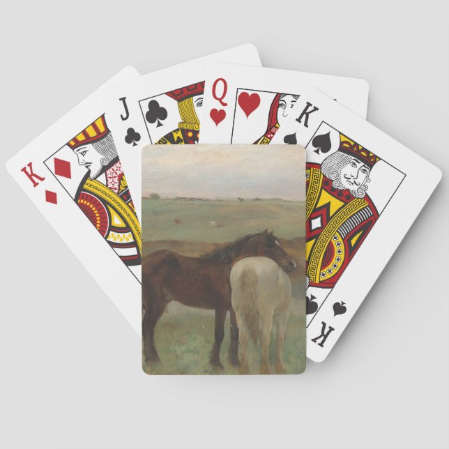 Pferde auf Wiese, Ölgemälde, Edgar Degas Spielkarten (Rückseite)