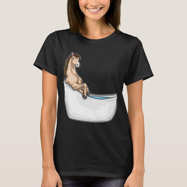 Pferde Bathe Bathtub T-Shirt (Vorderseite)