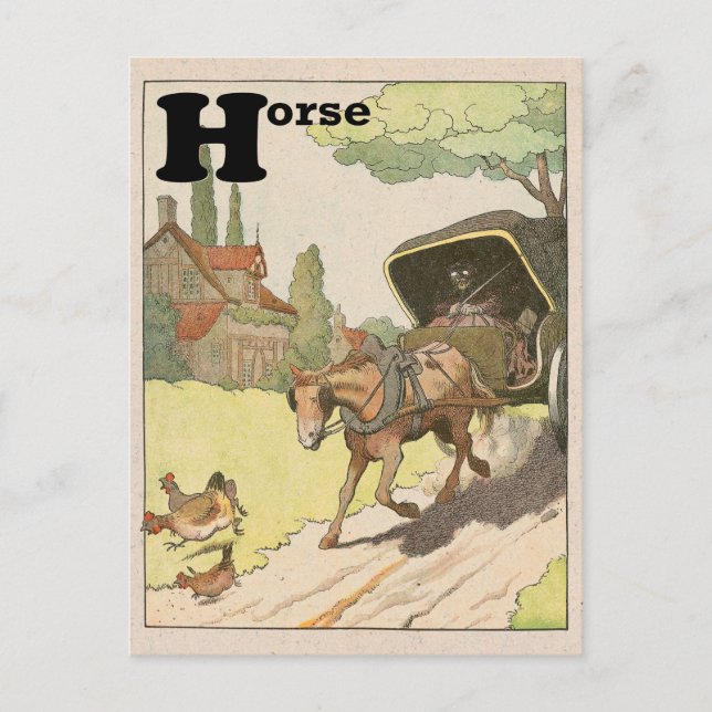 Pferde & Beförderung Alphabet Postkarte (Vorderseite)