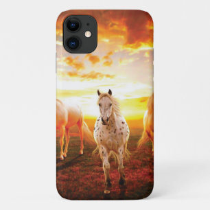 Pferde bei Sonnenuntergang Kissen Case-Mate iPhone Hülle