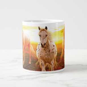 Pferde bei Sonnenuntergang Kissen Jumbo-Tasse