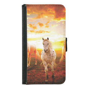Pferde bei Sonnenuntergang Kissen Geldbeutel Hülle Für Das Samsung Galaxy S5