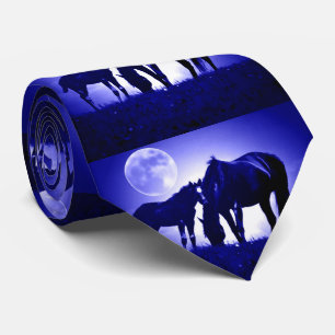 Pferde Blaue Nacht Fullmoon Krawatte