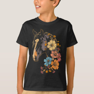 Pferde Blume Reiten Cowgirl Reittier T-Shirt