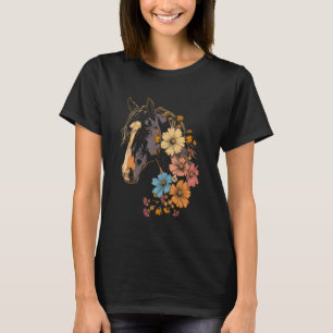 Pferde Blumen Reiten Cowgirl Reitsport T-Shirt