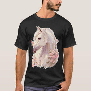 Pferde Blumen Schmetterling Pferdeliebhaber Süßes T-Shirt