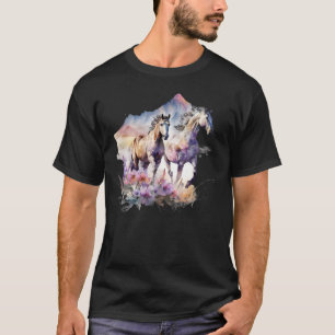 Pferde Blumen Wild Mähne Boho Western Südliche Kuh T-Shirt