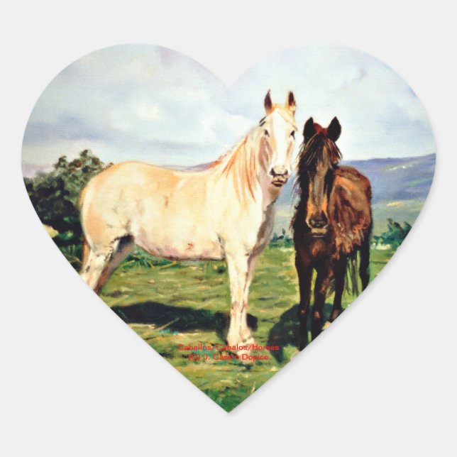 Pferde/Cabalos/Horses Herz-Aufkleber (Vorderseite)