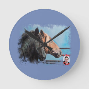 Pferde/Cabalos/Horses Runde Wanduhr