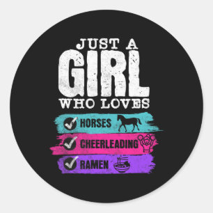 Pferde Cheerleading Ramen Nur Ein Mädchen Das Lila Runder Aufkleber