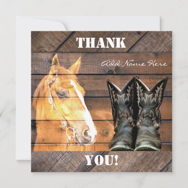 Pferde Cowboy Boots Rustic Barn Board Dankeskarte (Vorderseite)