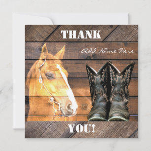 Pferde Cowboy Boots Rustic Barn Board Dankeskarte
