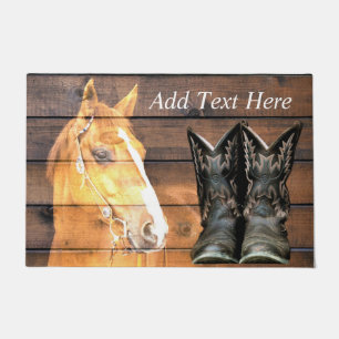 Pferde Cowboy Boots Rustic Barn Board Fußmatte