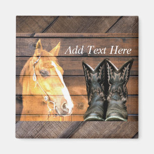 Pferde Cowboy Boots Rustic Barn Board Magnet