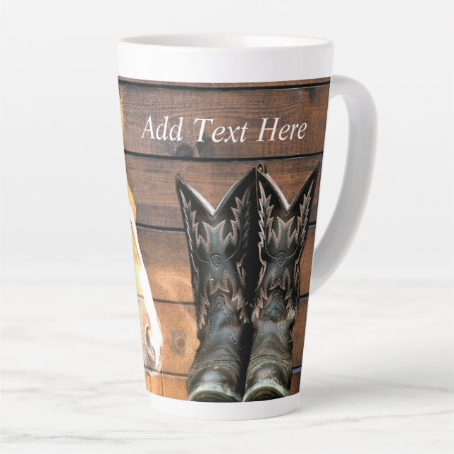 Pferde Cowboy Boots Rustic Barn Board Milchtasse (Rechte Ecke)