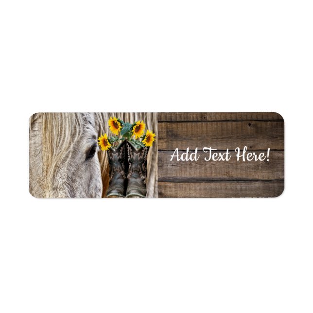 Pferde Cowboy Boots Sonnenblumen Barn Board (Vorne)