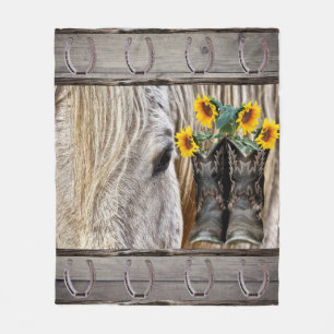 Pferde Cowboy Boots Sonnenblumen Gitarre Cowboy Ha Fleecedecke