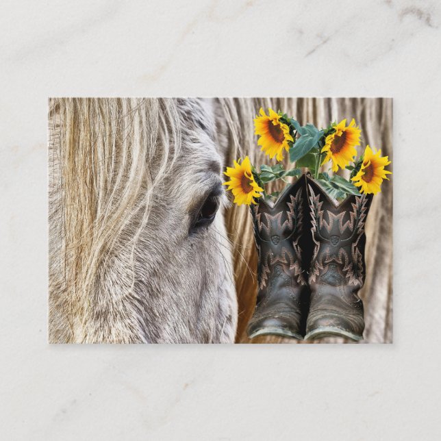 Pferde Cowboy Boots Sonnenblumen Visitenkarte (Vorderseite)