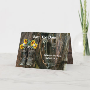 Pferde Cowboy Boots Sunflowers Rustic Barn Board Einladung