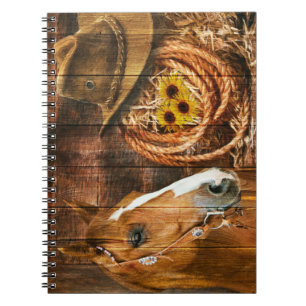 Pferde Cowboy Hat Lasso Sonnenblume Rustikales Bar Notizblock
