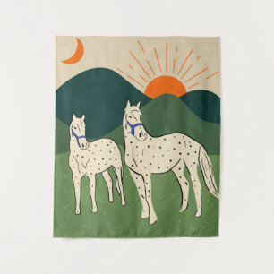 Pferde des Highlands Wandteppich