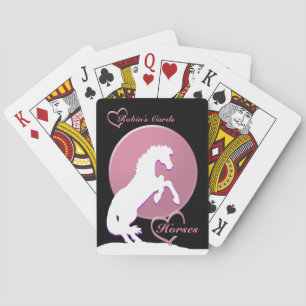 Pferde des weißen Herzens V (rosa) Spielkarten