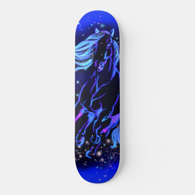 Pferde, die im Mondlicht laufen, Starry Night Skat Skateboard (Vorderseite)