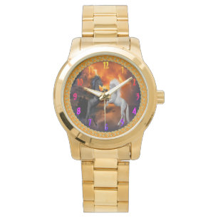 Pferde, die in einem schlechten Blitzsturm kämpfen Armbanduhr