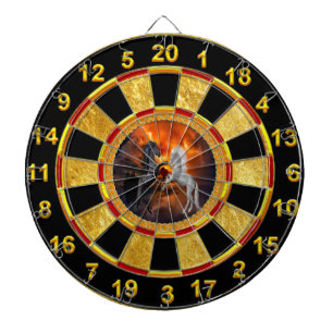 Pferde, die in einem schlechten Blitzsturm kämpfen Dartscheibe