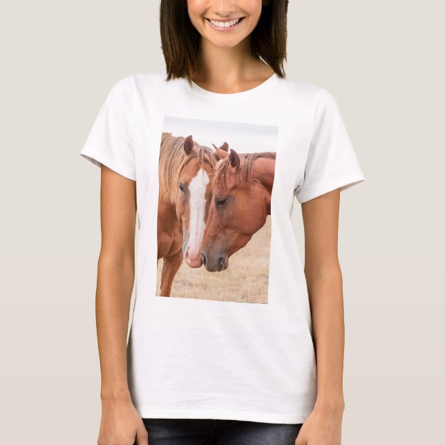 Pferde, die in einer Weide nass werden T-Shirt (Vorderseite)