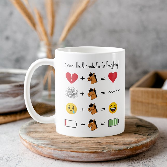 Pferde: Die ultimative Fix für alles! Kakao Kaffeetasse (Horses: The Ultimate Fix for Everything! Hot Cocoa Coffee Mug)