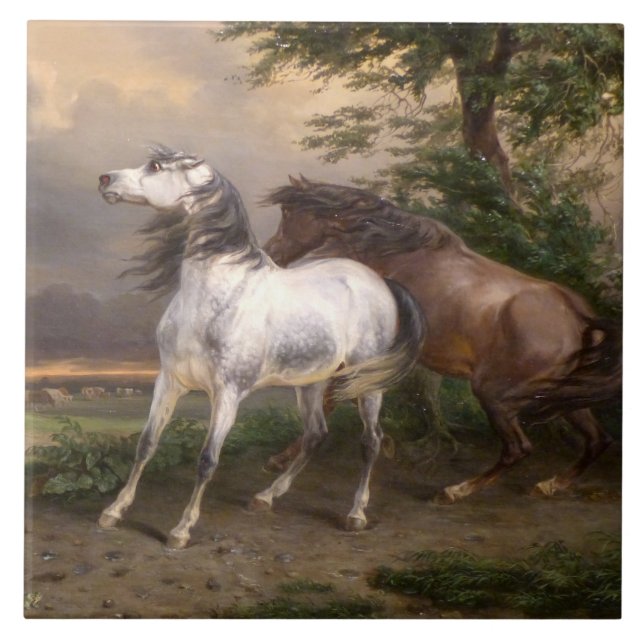 Pferde, die vom Sturm gefürchtet werden (Carle Ver Fliese (Vorderseite)