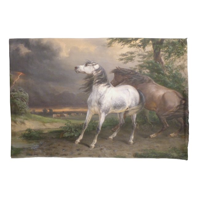 Pferde, die vom Sturm gefürchtet werden (Carle Ver Kissenbezug (Vorderseite-Links)