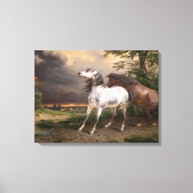 Pferde, die vom Sturm gefürchtet werden (Carle Ver Leinwanddruck (Vorderseite)