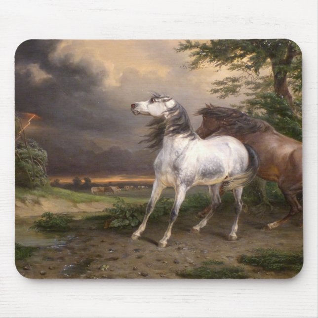 Pferde, die vom Sturm gefürchtet werden (Carle Ver Mousepad (Vorne)