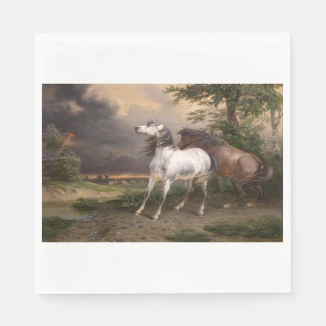 Pferde, die vom Sturm gefürchtet werden (Carle Ver Serviette (Vorderseite)