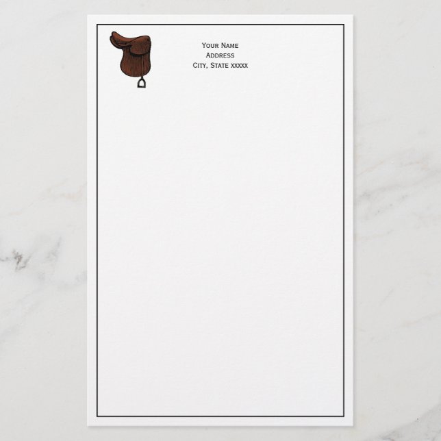 Pferde - Farbe des Reitsattelsattels Briefpapier (Vorderseite)
