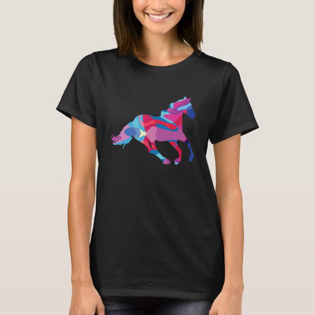 Pferde farbenfroh grafisch T-Shirt (Vorderseite)