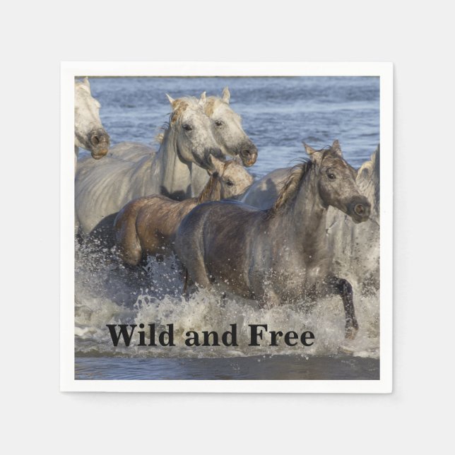 Pferde galoppieren im Wasser Serviette (Vorderseite)