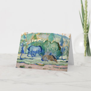 Pferde grasen von Franz Marc, Vintage Fine Art Karte
